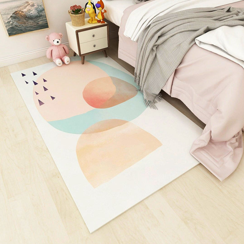 Nordic Bedroom Rug Multi Colored Color Block Indoor Rug Cotton Blend Easy Care Washable Area Carpet Beige Clearhalo 'Area Rug' 'Rug' 2296093