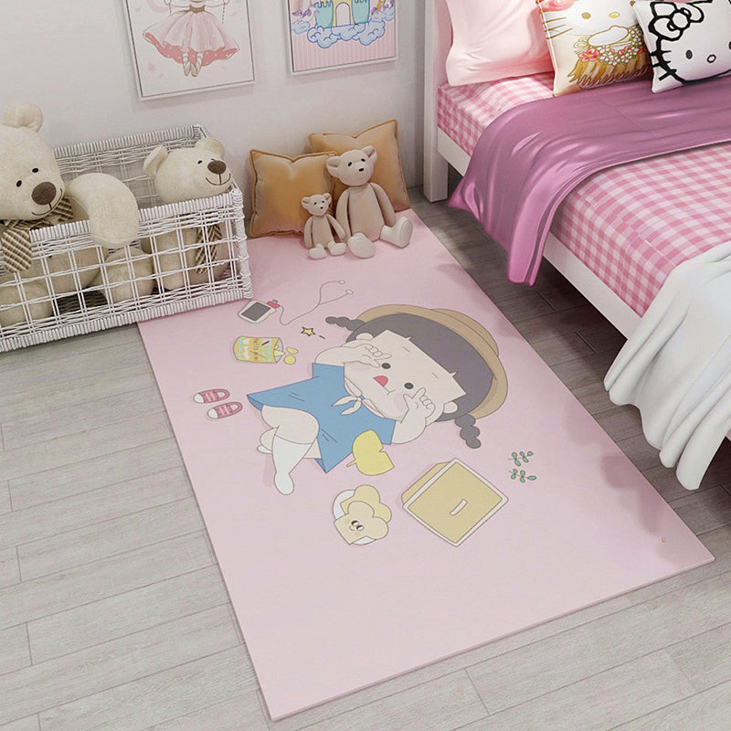 Nordic Bedroom Rug Multi Colored Color Block Indoor Rug Cotton Blend Easy Care Washable Area Carpet Pink Clearhalo 'Area Rug' 'Rug' 2296095