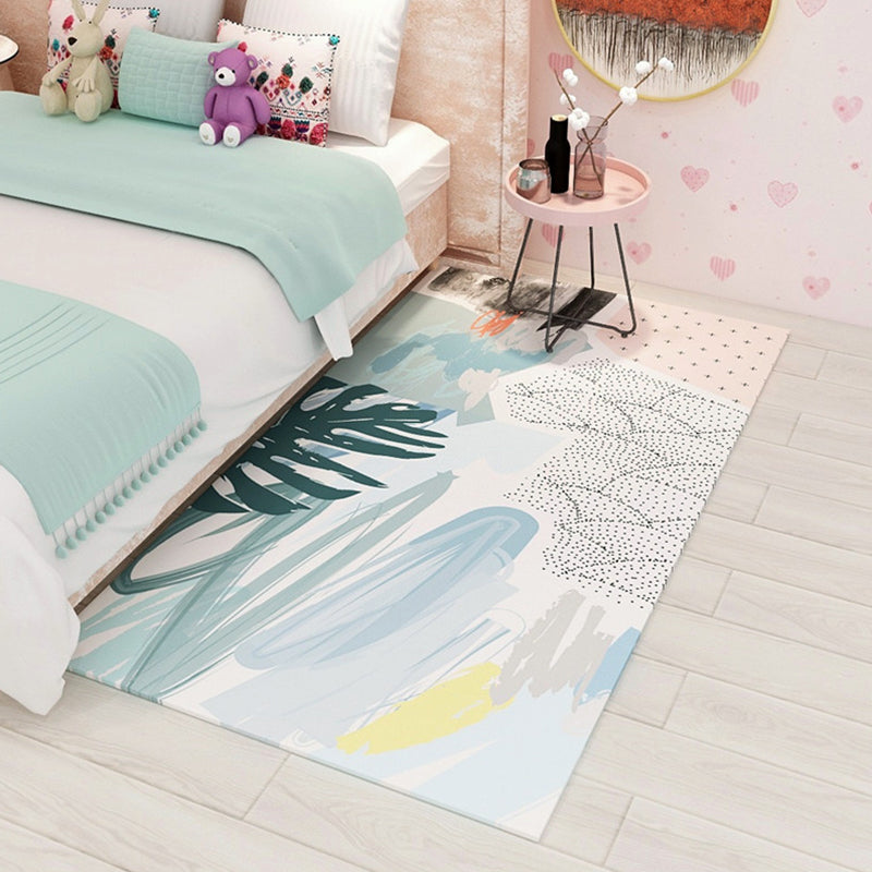 Nordic Bedroom Rug Multi Colored Color Block Indoor Rug Cotton Blend Easy Care Washable Area Carpet Gray-Blue Clearhalo 'Area Rug' 'Rug' 2296097