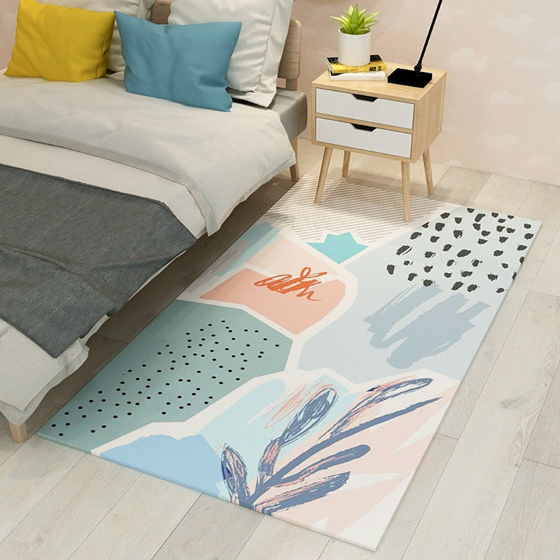 Nordic Bedroom Rug Multi Colored Color Block Indoor Rug Cotton Blend Easy Care Washable Area Carpet Aqua Clearhalo 'Area Rug' 'Rug' 2296100