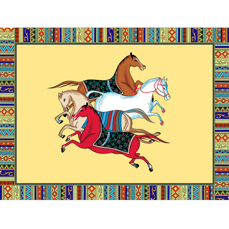 Modern Bedroom Rug Multi Colored Animal Print Indoor Rug Polyster Non-Slip Backing Pet Friendly Carpet Yellow Clearhalo 'Area Rug' 'Rug' 2296128