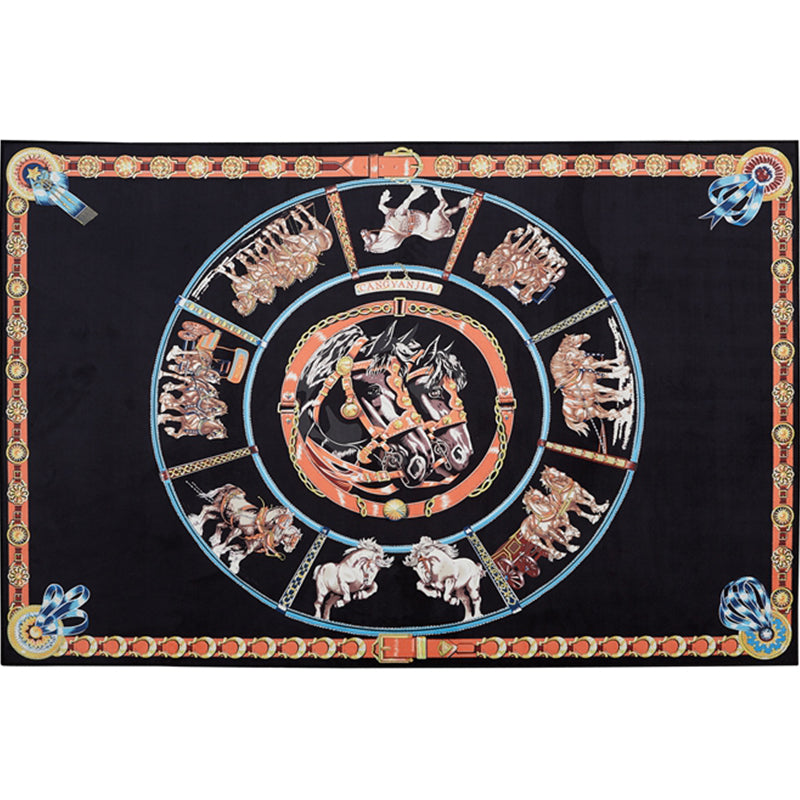Modern Bedroom Rug Multi Colored Animal Print Indoor Rug Polyster Non-Slip Backing Pet Friendly Carpet Matte Black Clearhalo 'Area Rug' 'Rug' 2296129