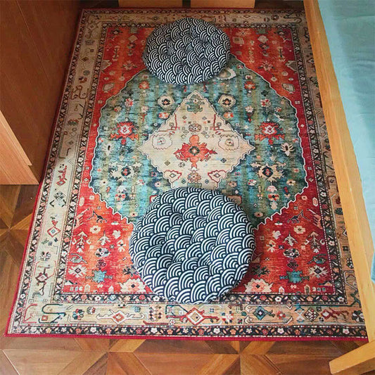 Vintage Living Room Rug Multi Colored Flower Printed Indoor Rug Polyster Easy Care Pet Friendly Carpet Clearhalo 'Area Rug' 'Moroccan' 'Rugs' Rug' 2296171
