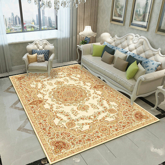 Nostalgia Floral Printed Rug Multi Color Synthetics Indoor Rug Non-Slip Backing Washable Carpet for Parlor Beige Clearhalo 'Area Rug' 'Rugs' 'Vintage' Rug' 2296191
