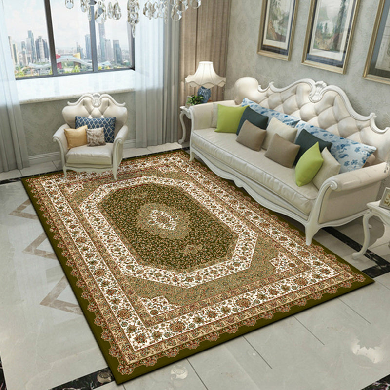 Nostalgia Floral Printed Rug Multi Color Synthetics Indoor Rug Non-Slip Backing Washable Carpet for Parlor Olive Green Clearhalo 'Area Rug' 'Rugs' 'Vintage' Rug' 2296194