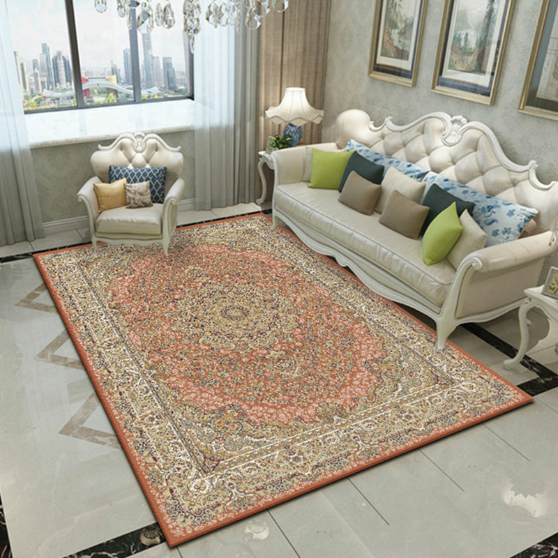 Nostalgia Floral Printed Rug Multi Color Synthetics Indoor Rug Non-Slip Backing Washable Carpet for Parlor Pink Clearhalo 'Area Rug' 'Rugs' 'Vintage' Rug' 2296196