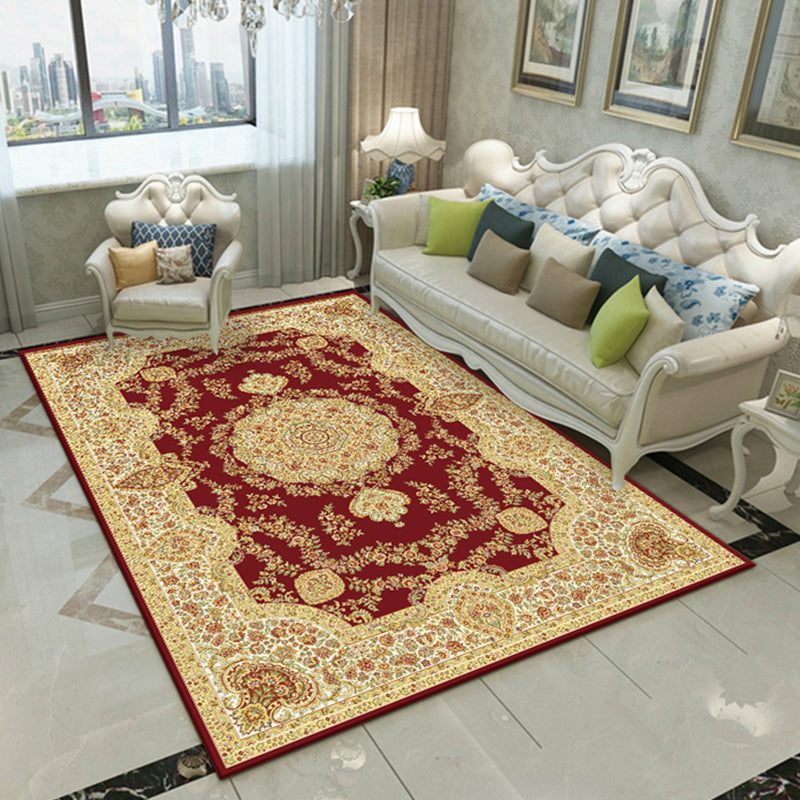 Nostalgia Floral Printed Rug Multi Color Synthetics Indoor Rug Non-Slip Backing Washable Carpet for Parlor Red Clearhalo 'Area Rug' 'Rugs' 'Vintage' Rug' 2296197