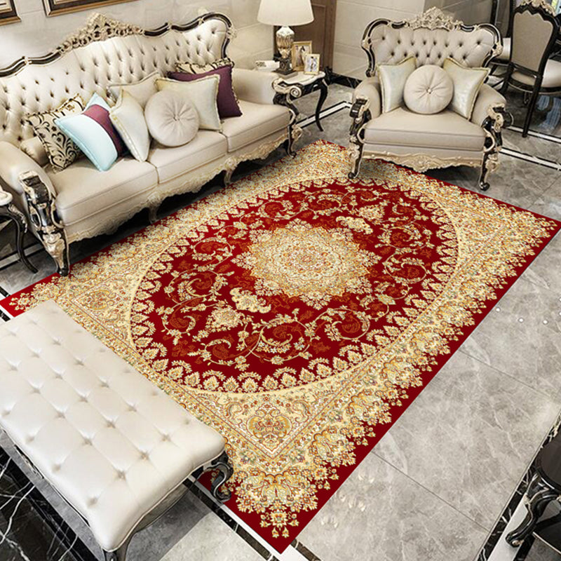 Nostalgia Floral Printed Rug Multi Color Synthetics Indoor Rug Non-Slip Backing Washable Carpet for Parlor Red-Yellow Clearhalo 'Area Rug' 'Rugs' 'Vintage' Rug' 2296199