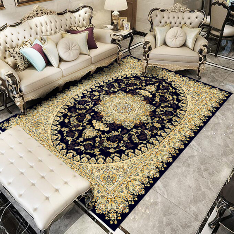 Nostalgia Floral Printed Rug Multi Color Synthetics Indoor Rug Non-Slip Backing Washable Carpet for Parlor Black Clearhalo 'Area Rug' 'Rugs' 'Vintage' Rug' 2296201