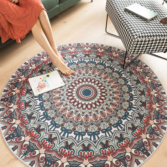 Multi-Colored Shabby Chic Rug Polyster Flower Printed Area Rug Anti-Slip Backing Easy Care Carpet for Living Room Light Orange Clearhalo 'Area Rug' 'Moroccan' 'Rugs' Rug' 2296223