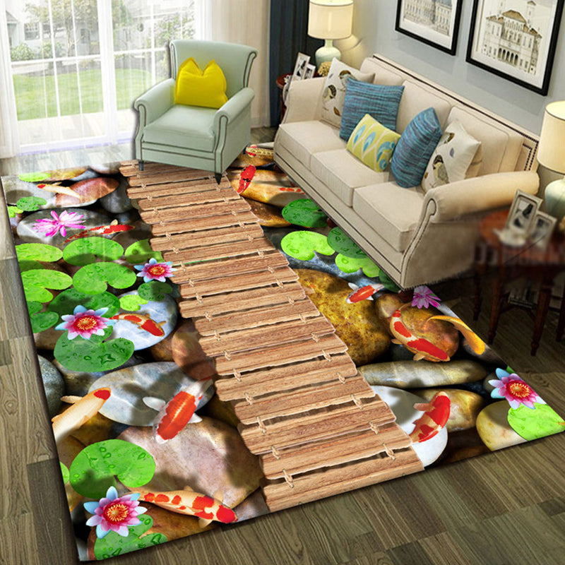 Multicolor Living Room Rug Trendy Floral Print Indoor Rug Cotton Blend Easy Care Pet Friendly Carpet Brown Clearhalo 'Area Rug' 'Rug' 2296253