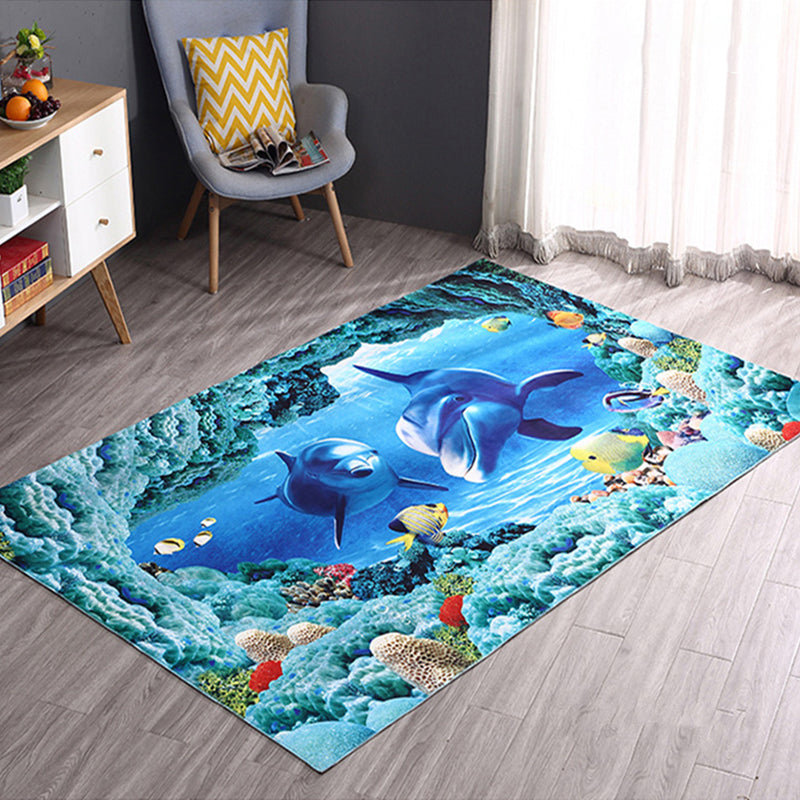 Modern Home Decoration Rug Multicolor Geography Area Rug Polyster Easy Care Washable Indoor Rug Blue Clearhalo 'Area Rug' 'Rug' 2296265