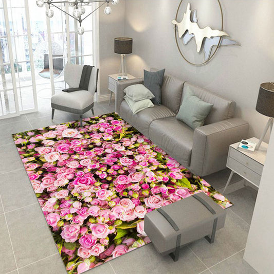 Multi-Color Flower Print Rug Cotton Blend Scandinavian Area Rug Pet Friendly Machine Washable Rug for Parlor Clearhalo 'Area Rug' 'Rug' 2296284