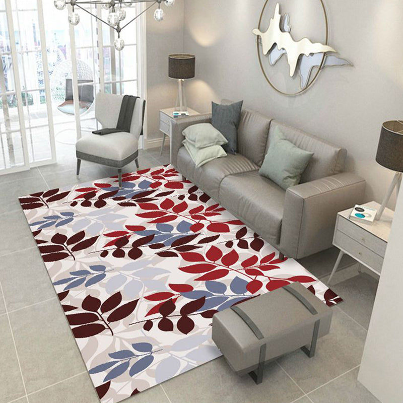 Multi-Color Flower Print Rug Cotton Blend Scandinavian Area Rug Pet Friendly Machine Washable Rug for Parlor Light Gray-Black Clearhalo 'Area Rug' 'Rug' 2296288