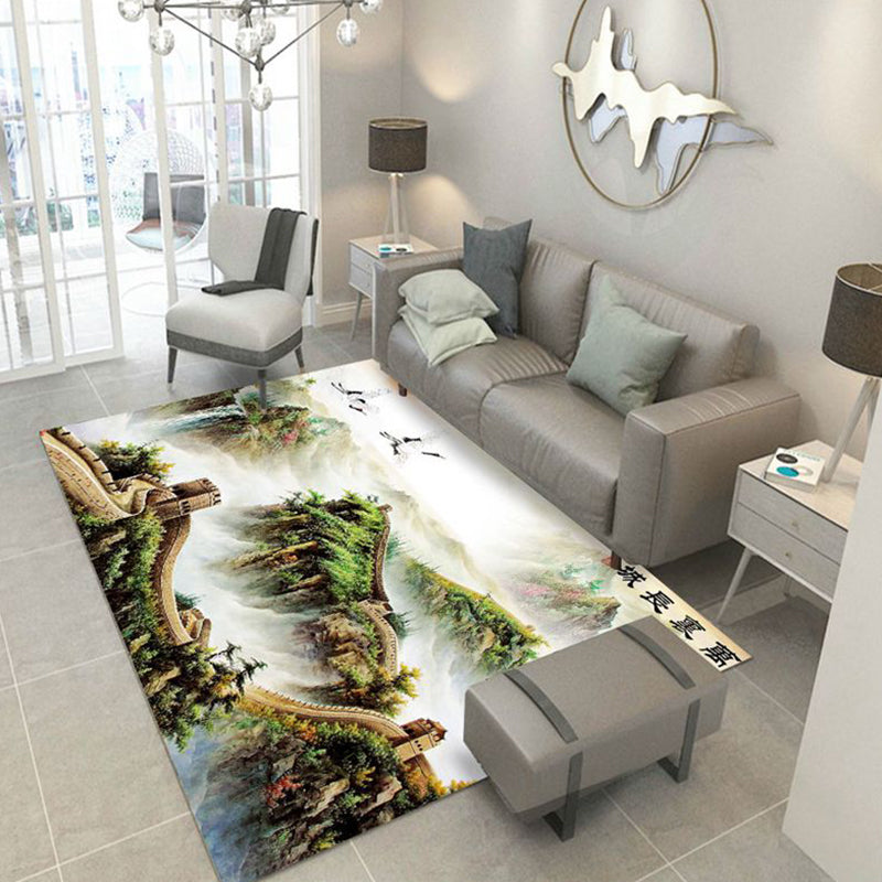 Multi-Color Flower Print Rug Cotton Blend Scandinavian Area Rug Pet Friendly Machine Washable Rug for Parlor Gloss White Clearhalo 'Area Rug' 'Rug' 2296291