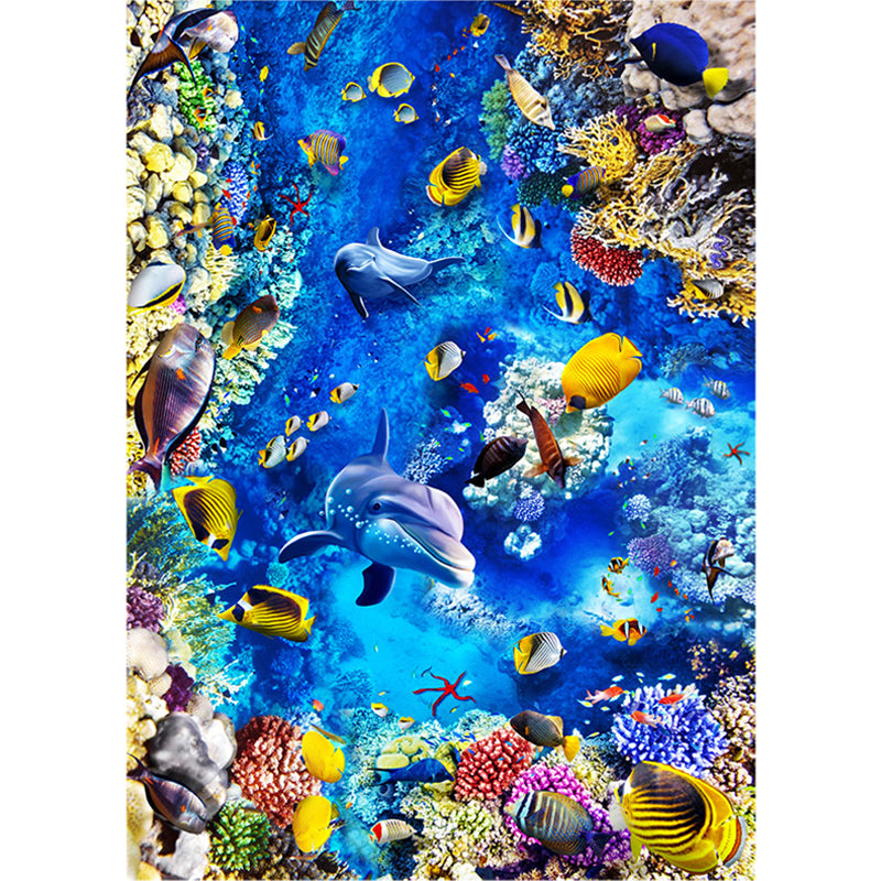 Novelty Living Room Rug Multi-Colored Floral Print Indoor Rug Polyster Anti-Slip Backing Washable Area Carpet Aqua Clearhalo 'Area Rug' 'Rug' 2296303