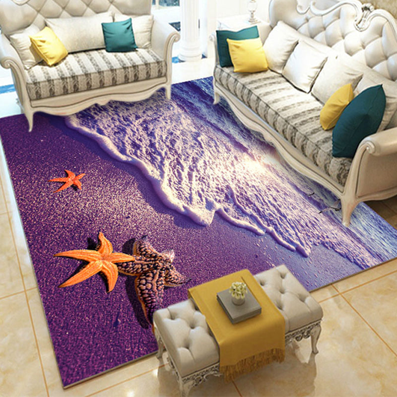 Novelty Living Room Rug Multi-Colored Floral Print Indoor Rug Polyster Anti-Slip Backing Washable Area Carpet Purple Clearhalo 'Area Rug' 'Rug' 2296308