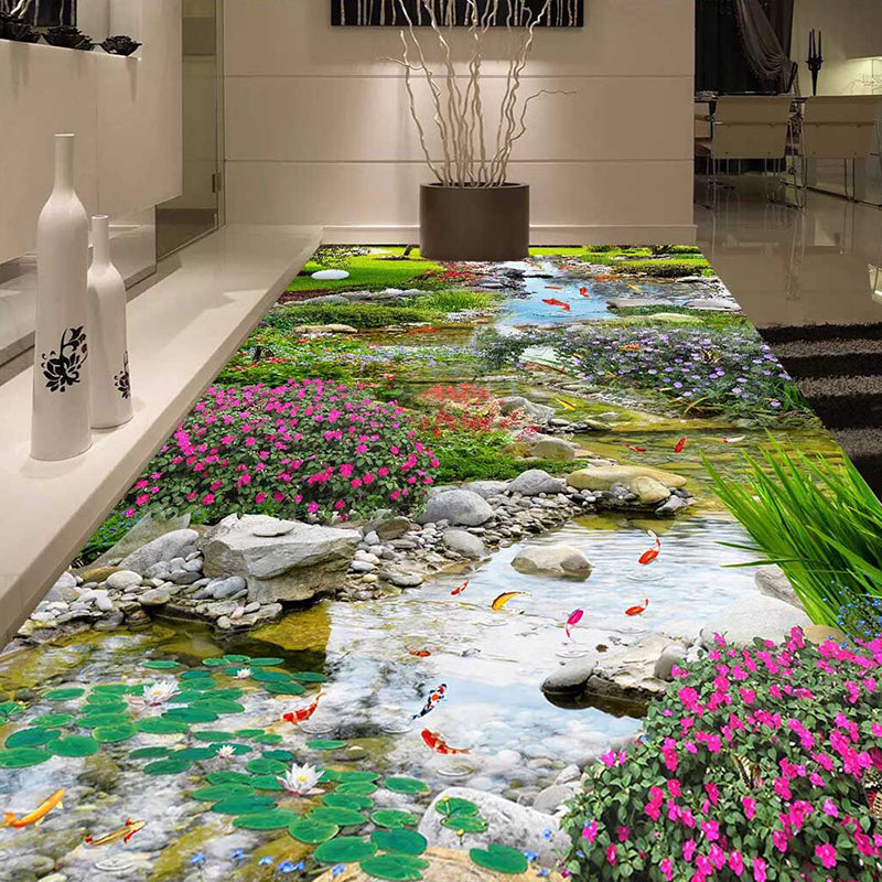 Multi Color Decoration Rug Calming Plant Printed Area Rug Polypropylene Easy Care Machine Washable Carpet Silver Gray Clearhalo 'Area Rug' 'Rug' 2296319