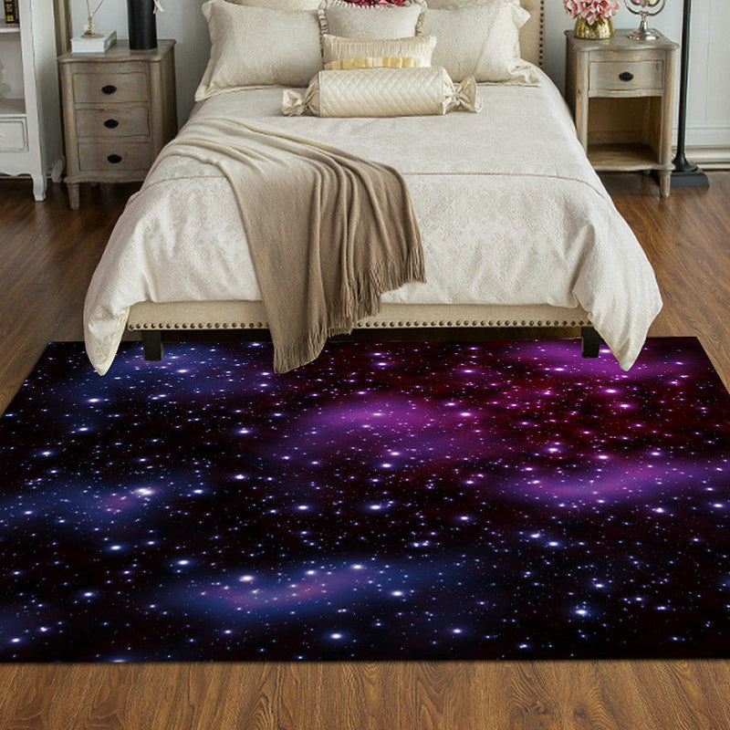 Novelty Space Printed Rug Multi Colored Cotton Blend Indoor Rug Easy Care Pet Friendly Washable Area Carpet for Room Grape Clearhalo 'Area Rug' 'Rug' 2296333