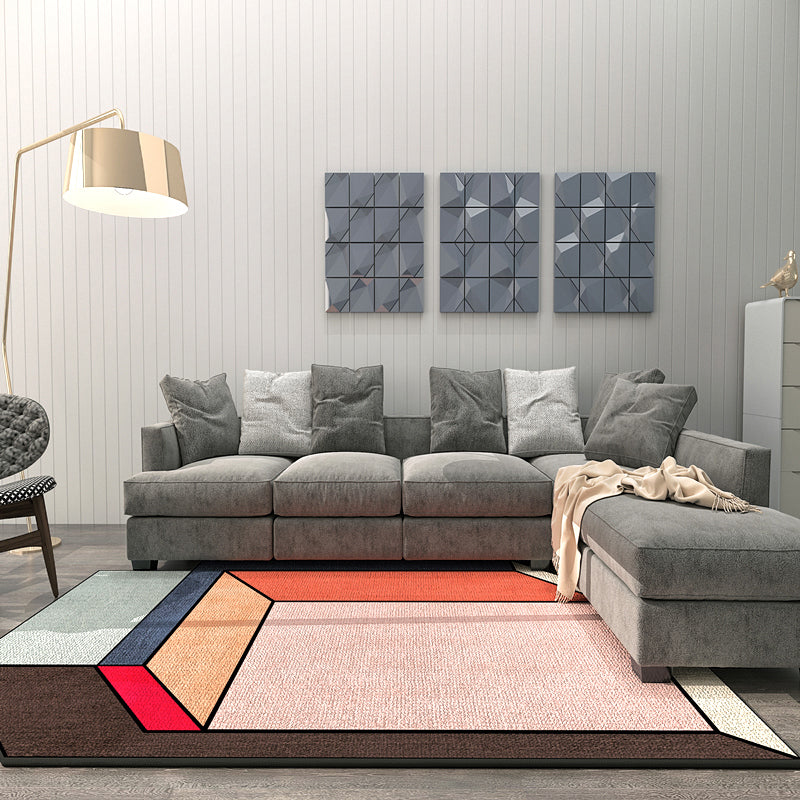 Designer Geometric Printed Rug Multi Colored Polypropylene Indoor Rug Easy Care Machine Washable Area Carpet for Parlor Nude Pink Clearhalo 'Area Rug' 'Rug' 2296341