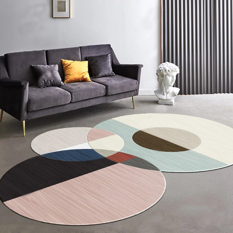 Modern Living Room Rug Multi Colored Geo Patterned Carpet Cotton Blend Easy Care Pet Friendly Indoor Rug Pink-Blue Clearhalo 'Area Rug' 'Rug' 2296348