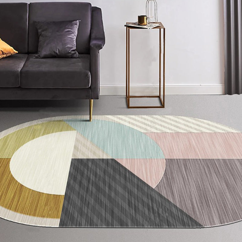 Modern Living Room Rug Multi Colored Geo Patterned Carpet Cotton Blend Easy Care Pet Friendly Indoor Rug Pink-Black Clearhalo 'Area Rug' 'Rug' 2296352