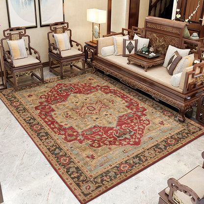 Moroccan Living Room Rug Multi Colored Geometric Pattern Indoor Rug Polyster Anti-Slip Backing Washable Carpet Dark Red 2'7" x 5'3" Clearhalo 'Area Rug' 'Moroccan' 'Rugs' Rug' 2296361