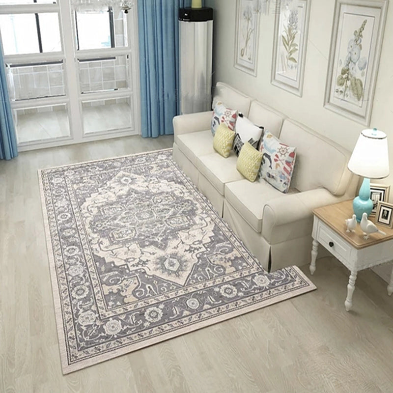 Moroccan Living Room Rug Multi Colored Geometric Pattern Indoor Rug Polyster Anti-Slip Backing Washable Carpet Light Gray 2'7" x 5'3" Clearhalo 'Area Rug' 'Moroccan' 'Rugs' Rug' 2296368