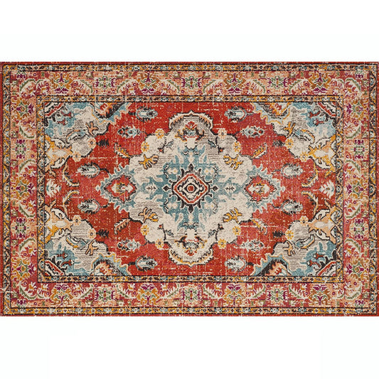 Multicolored Living Room Rug Oriental Geo Patterned Area Carpet Polypropylene Non-Slip Backing Pet Friendly Indoor Rug Red Clearhalo 'Area Rug' 'Moroccan' 'Rugs' Rug' 2296380