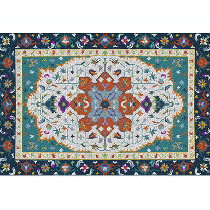 Multicolored Living Room Rug Oriental Geo Patterned Area Carpet Polypropylene Non-Slip Backing Pet Friendly Indoor Rug Green Clearhalo 'Area Rug' 'Moroccan' 'Rugs' Rug' 2296382