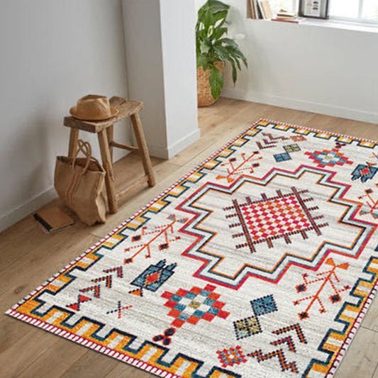 Persian Geometric Pattern Rug Multicolored Synthetics Area Rug Non-Slip Backing Easy Care Indoor Rug for Decor Red-White Clearhalo 'Area Rug' 'Moroccan' 'Rugs' Rug' 2296392