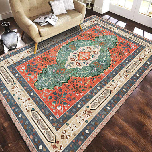 Persian Geometric Pattern Rug Multicolored Synthetics Area Rug Non-Slip Backing Easy Care Indoor Rug for Decor Yellow-Red Clearhalo 'Area Rug' 'Moroccan' 'Rugs' Rug' 2296393
