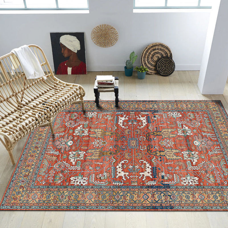 Persian Geometric Pattern Rug Multicolored Synthetics Area Rug Non-Slip Backing Easy Care Indoor Rug for Decor Dark Red Clearhalo 'Area Rug' 'Moroccan' 'Rugs' Rug' 2296395