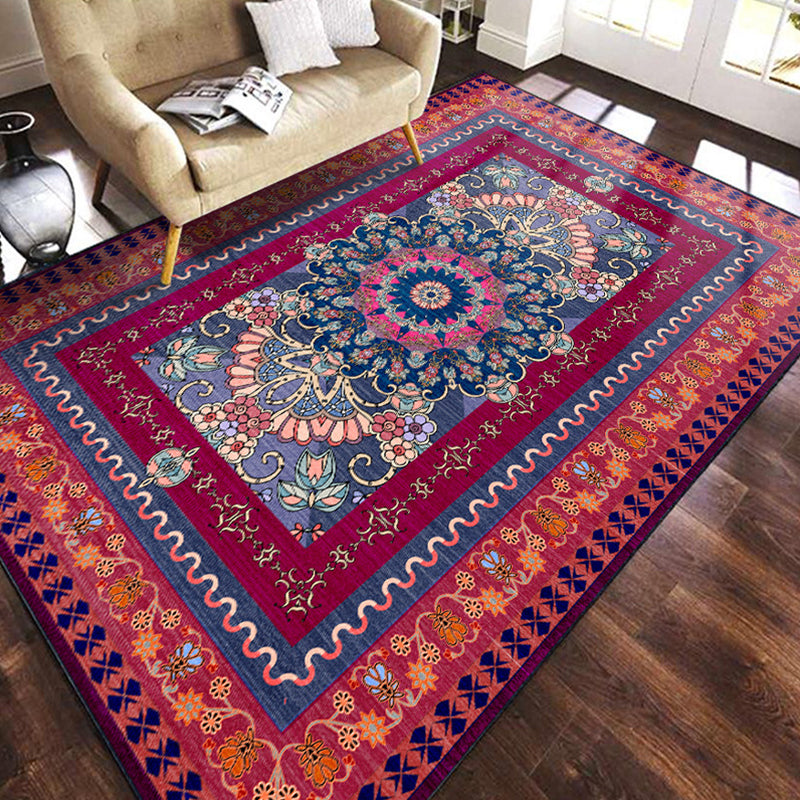 Multicolored Geometric Pattern Rug Polypropylene Retro Area Carpet Anti-Slip Backing Pet Friendly Rug for Home Purple-Red Clearhalo 'Area Rug' 'Moroccan' 'Rugs' Rug' 2296407