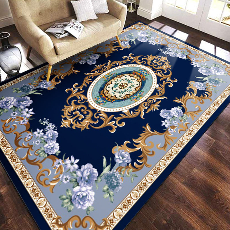Multicolored Geometric Pattern Rug Polypropylene Retro Area Carpet Anti-Slip Backing Pet Friendly Rug for Home Royal Blue-Black Clearhalo 'Area Rug' 'Moroccan' 'Rugs' Rug' 2296410