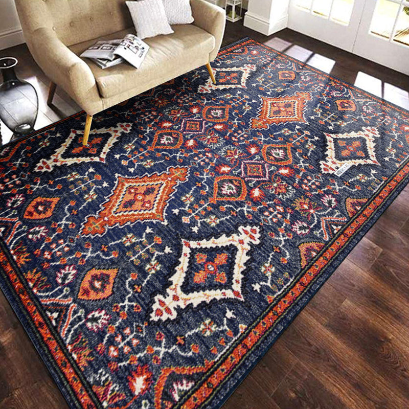 Multicolored Geometric Pattern Rug Polypropylene Retro Area Carpet Anti-Slip Backing Pet Friendly Rug for Home Dark Blue Clearhalo 'Area Rug' 'Moroccan' 'Rugs' Rug' 2296411