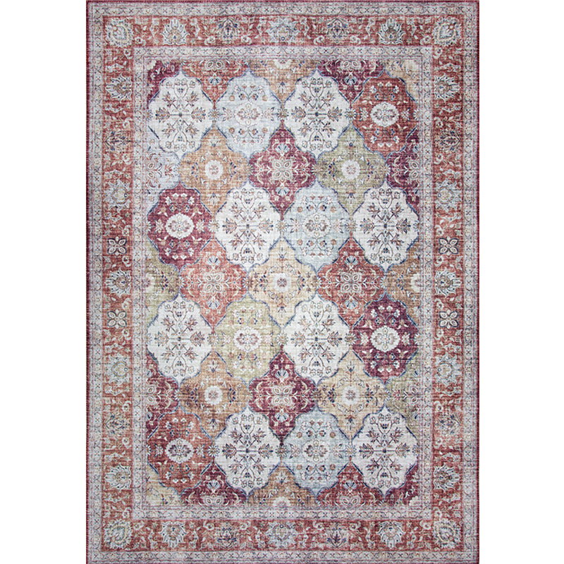 Vintage Living Room Rug Multi Colored Flower Printed Indoor Rug Polyster Pet Friendly Machine Washable Carpet Light Red Clearhalo 'Area Rug' 'Moroccan' 'Rugs' Rug' 2296415
