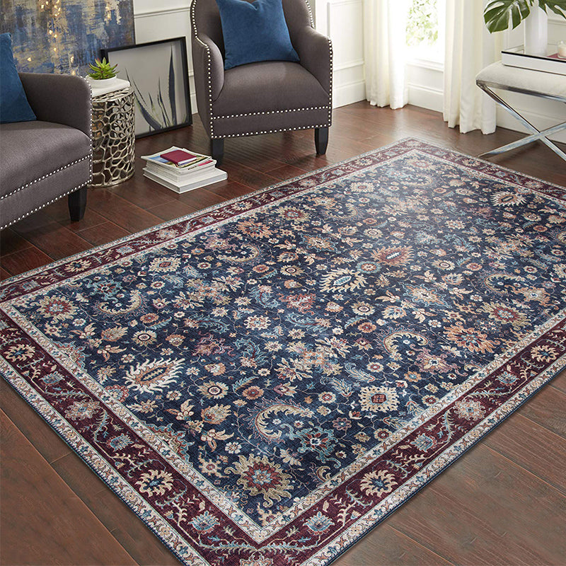 Vintage Living Room Rug Multi Colored Flower Printed Indoor Rug Polyster Pet Friendly Machine Washable Carpet Clearhalo 'Area Rug' 'Moroccan' 'Rugs' Rug' 2296416