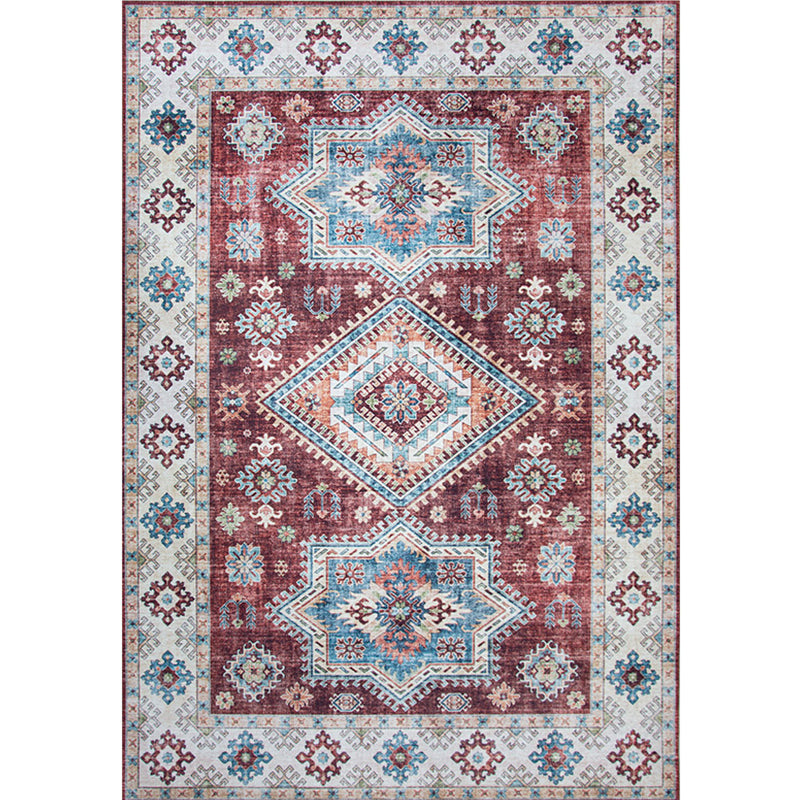 Vintage Living Room Rug Multi Colored Flower Printed Indoor Rug Polyster Pet Friendly Machine Washable Carpet Red Clearhalo 'Area Rug' 'Moroccan' 'Rugs' Rug' 2296419