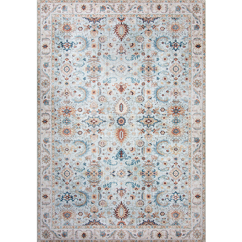 Vintage Living Room Rug Multi Colored Flower Printed Indoor Rug Polyster Pet Friendly Machine Washable Carpet Beige Clearhalo 'Area Rug' 'Moroccan' 'Rugs' Rug' 2296421