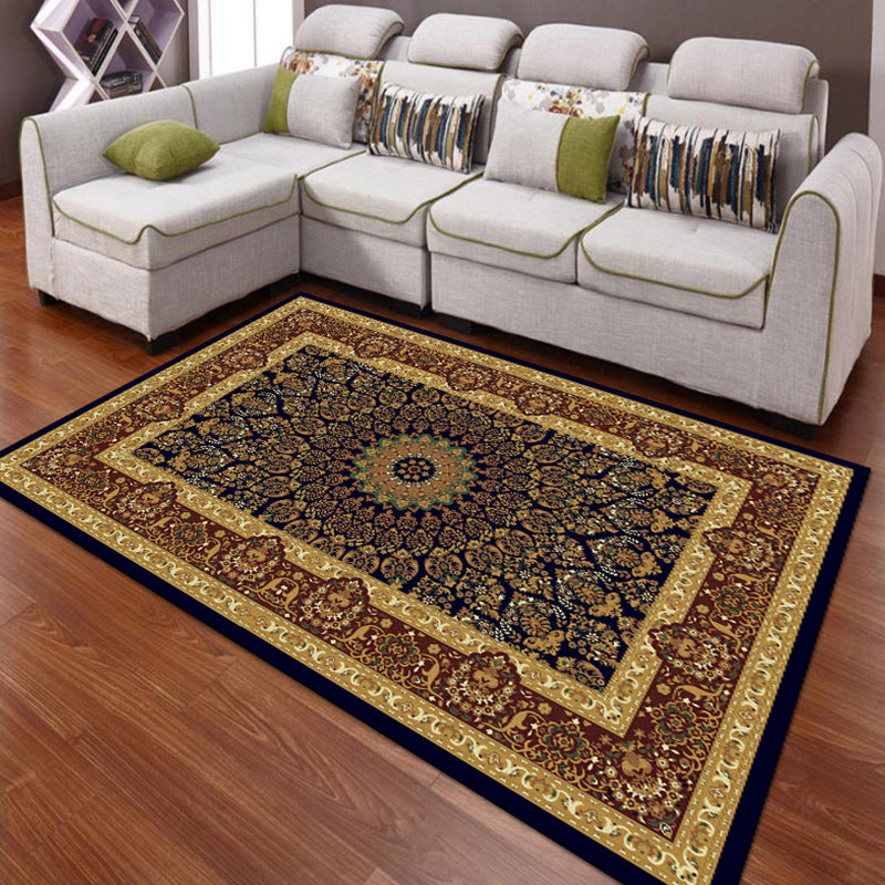 Multi Colored Persian Rug Synthetics Flower Printed Indoor Rug Anti-Slip Backing Pet Friendly Carpet for Decoration Brown Clearhalo 'Area Rug' 'Moroccan' 'Rugs' Rug' 2296444