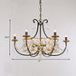 Metal Curved Arm Hanging Chandelier Country 9 Lights Dining Room Pendant Light in Gold Clearhalo 'Ceiling Lights' 'Chandeliers' Lighting' options 229664