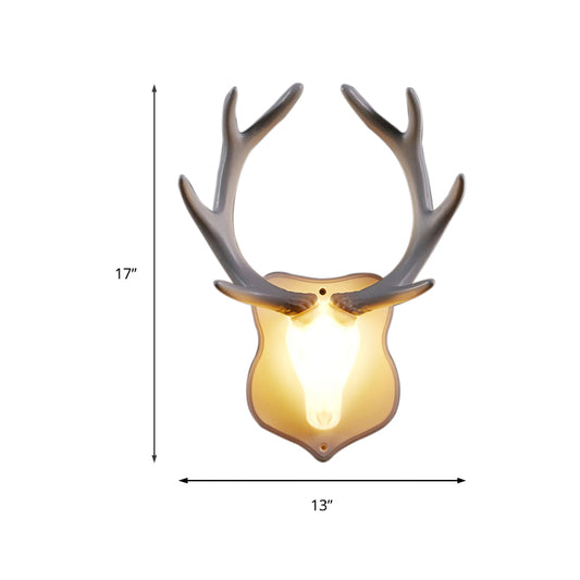 Resin White/Blue Sconce Light Fixture Deer LED Rustic Wall Mounted Lighting in Black/White for Living Room Clearhalo 'Wall Lamps & Sconces' 'Wall Lights' Lighting' 229895