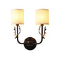 Metal Elk Sconce Lighting Rustic 1/2 Light Living Room Wall Mounted Lamp in Black/Gold with Cylinder Fabric Shade Clearhalo 'Wall Lamps & Sconces' 'Wall Lights' Lighting' 229942