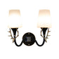 Black/Gold 1/2 Light Sconce Light Rustic Metal Curved Arm Wall Lighting for Bedroom with Tapered Frosted Glass Shade Clearhalo 'Wall Lamps & Sconces' 'Wall Lights' Lighting' 229957