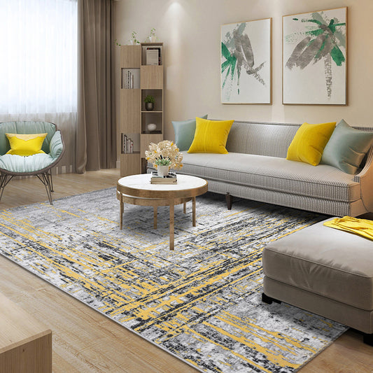 Comfort Living Room Rug Multi Colored Stripe Pattern Indoor Rug Polypropylene Pet Friendly Easy Care Area Carpet Light Gray-Yellow 6'7" x 9'2" Clearhalo 'Area Rug' 'Modern' 'Rugs' Rug' 2300045