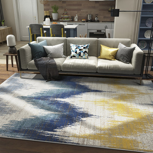 Multi Colored Nordic Rug Polyster Geometric Pattern Indoor Rug Pet Friendly Anti-Slip Backing Area Carpet for Living Room Yellow-Blue Clearhalo 'Area Rug' 'Modern' 'Rugs' Rug' 2300057
