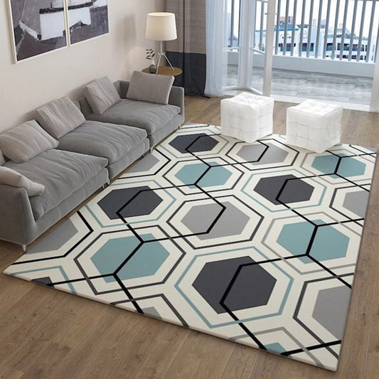 Scandinavian Living Room Rug Multi Colored Geometric Print Area Carpet Polyster Non-Slip Backing Easy Care Area Rug Lake Blue Clearhalo 'Area Rug' 'Modern' 'Rugs' Rug' 2300075