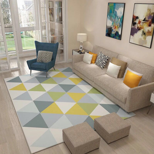 Scandinavian Living Room Rug Multi Colored Geometric Print Area Carpet Polyster Non-Slip Backing Easy Care Area Rug Blue Clearhalo 'Area Rug' 'Modern' 'Rugs' Rug' 2300080