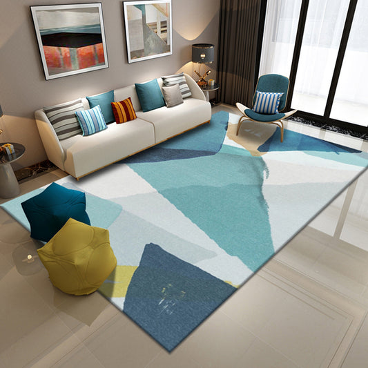 Novelty Living Room Rug Multi Colored Geometric Indoor Rug Polypropylene Non-Slip Backing Pet Friendly Carpet Blue Clearhalo 'Area Rug' 'Modern' 'Rugs' Rug' 2300104